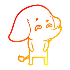 warm gradient line drawing cartoon elephant remembering