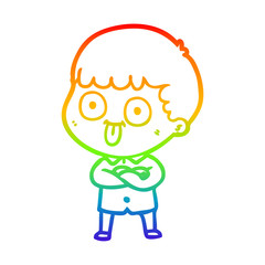 rainbow gradient line drawing cartoon man staring