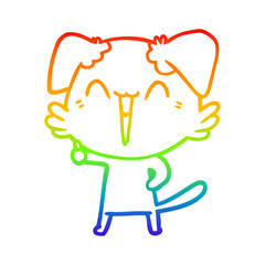 rainbow gradient line drawing happy little dog cartoon