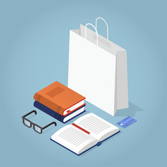 Isomertic Book Store Illustration