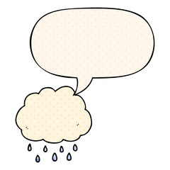 cartoon rain cloud and speech bubble in comic book style