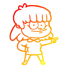 warm gradient line drawing cartoon girl smiling