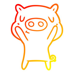 warm gradient line drawing cartoon content pig
