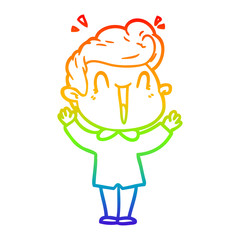 rainbow gradient line drawing cartoon excited man