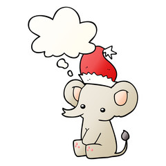 cute christmas elephant and thought bubble in smooth gradient style