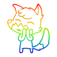rainbow gradient line drawing cartoon fox