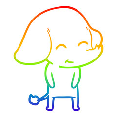 rainbow gradient line drawing cute cartoon elephant