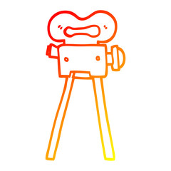 warm gradient line drawing cartoon film camera
