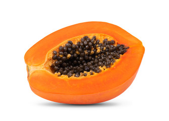 papaya slice isolated on white background