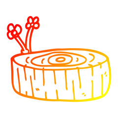 warm gradient line drawing cartoon tree log