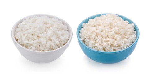 rice in a bowl on white background