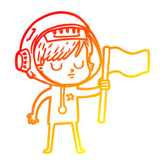 warm gradient line drawing cartoon astronaut woman