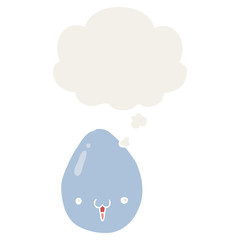 cartoon egg and thought bubble in retro style