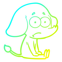 cold gradient line drawing cartoon unsure elephant sat on floor