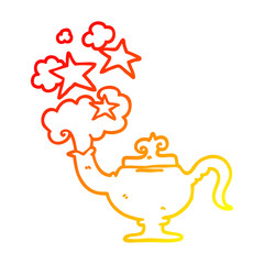 warm gradient line drawing cartoon magic lamp