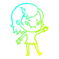 cold gradient line drawing cartoon friendly vampire girl