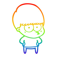 rainbow gradient line drawing nervous cartoon boy