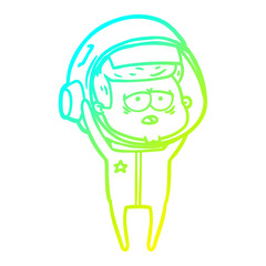 cold gradient line drawing cartoon tired astronaut