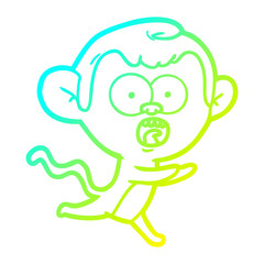 cold gradient line drawing cartoon shocked monkey