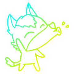 cold gradient line drawing howling wolf cartoon