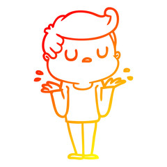 warm gradient line drawing cartoon aloof man shrugging shoulders