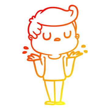recommend clip art: warm gradient line drawing cartoon aloof man shrugging shoulders