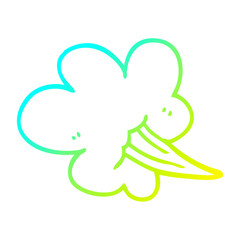 cold gradient line drawing cartoon whooshing cloud