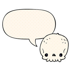 cartoon skull and speech bubble in comic book style