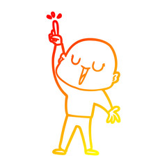 warm gradient line drawing happy cartoon bald man