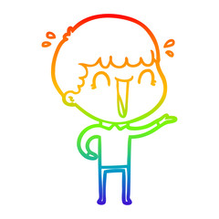 rainbow gradient line drawing laughing cartoon man