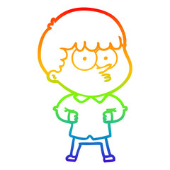 rainbow gradient line drawing cartoon curious boy
