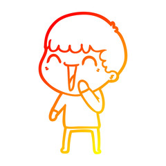warm gradient line drawing cartoon happy man