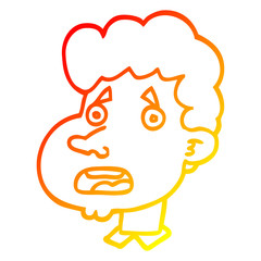 warm gradient line drawing cartoon shocked man