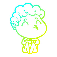 cold gradient line drawing cartoon man pouting