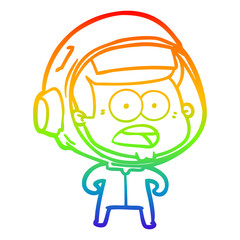 rainbow gradient line drawing cartoon surprised astronaut