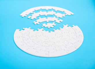 Group jigsaw puzzles try to connect puzzle pieces together. Business integration concepts