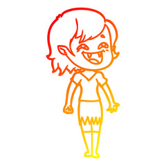 warm gradient line drawing cartoon laughing vampire girl