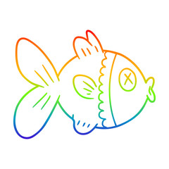 rainbow gradient line drawing cartoon goldfish