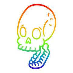 rainbow gradient line drawing cartoon skull