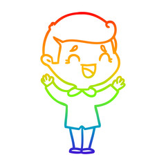 rainbow gradient line drawing cartoon laughing man