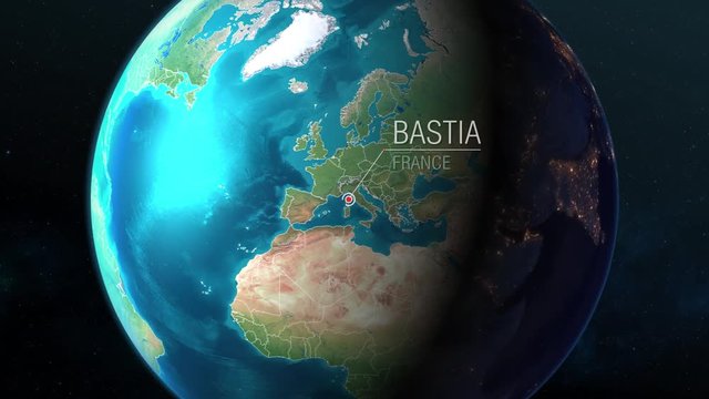  France - Bastia - Zooming from space to earth
