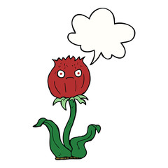 cartoon thistle and speech bubble
