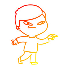 warm gradient line drawing cartoon pointing man