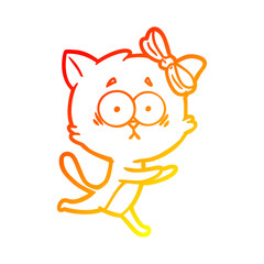 Obraz premium warm gradient line drawing cartoon cat