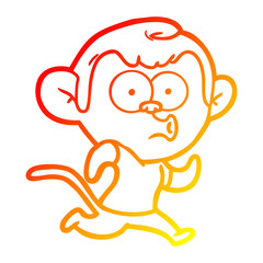 warm gradient line drawing cartoon hooting monkey