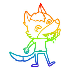 rainbow gradient line drawing cartoon hungry wolf
