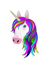 Unicornio de crin multicolor aislada