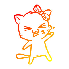 warm gradient line drawing cartoon cat