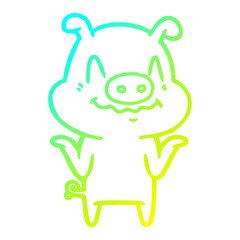 cold gradient line drawing nervous cartoon pig