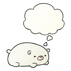 cartoon polar bear and thought bubble in smooth gradient style